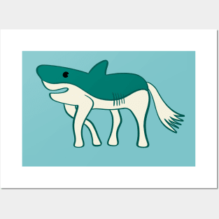 Horse Shark Weird Animal Hybrid Posters and Art